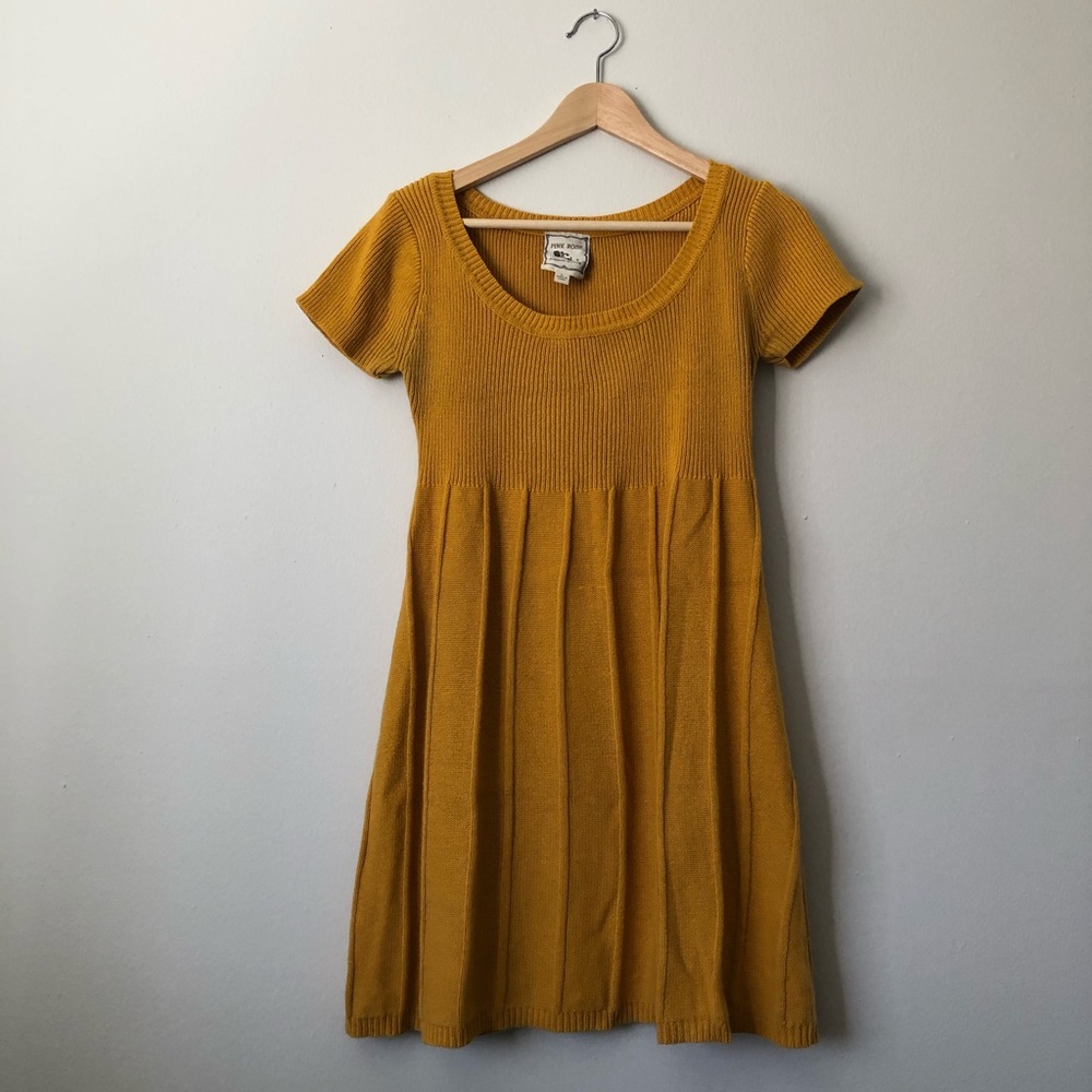 Mustard Yellow Knit Mid-Thigh Dress L